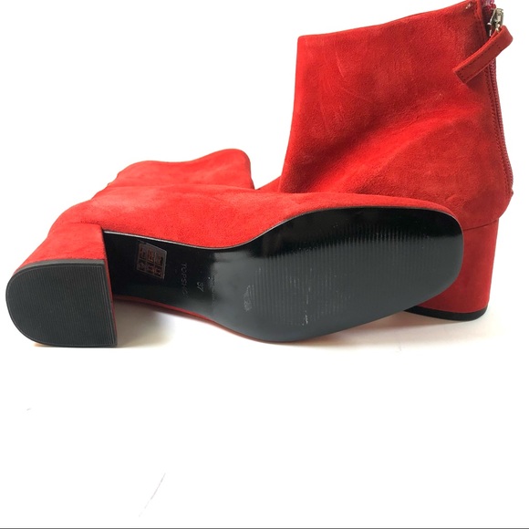 TOPSHOP women red suede back zip booties NWOT, 6,5 - Picture 4 of 10